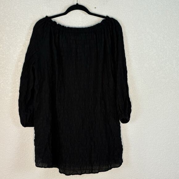 Robin Piccone Size M Fiona Black 3/4 Sleeve Cover up Tunic Boho - Picture 4 of 6